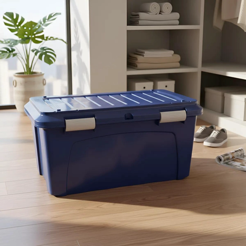 BAUL ORGANIZADORA DE PLASTICO DE 90 LITROS CON RUEDAS - 4