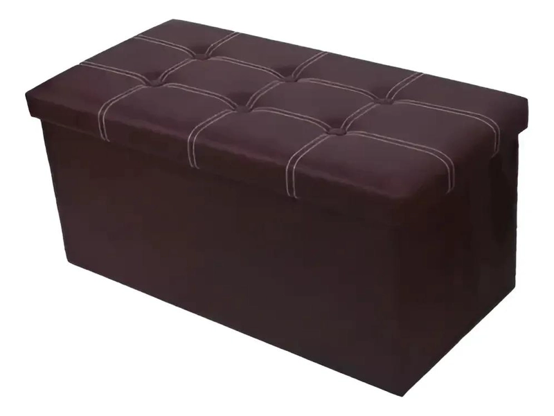 BANQUETA BAUL PLEGABLE DE CUERO SINTE TICO PARA ALMACENAMIENTO - 7