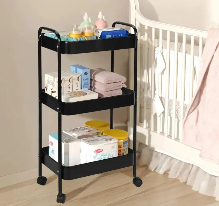 CARRITO ORGANIZADOR METALICO DE 3 NIVELES CON RUEDAS BLOQUEABLES - 1
