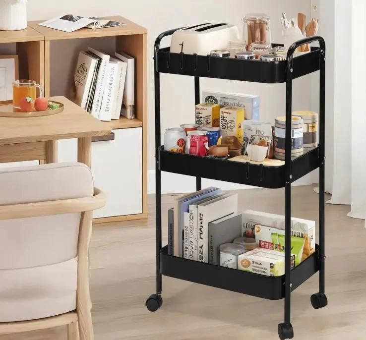 CARRITO ORGANIZADOR METALICO DE 3 NIVELES CON RUEDAS BLOQUEABLES - 4