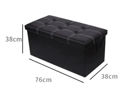 BANQUETA BAUL PUFF NEGRO 76X38 CM PARA ALMACENAMIENTO - 6