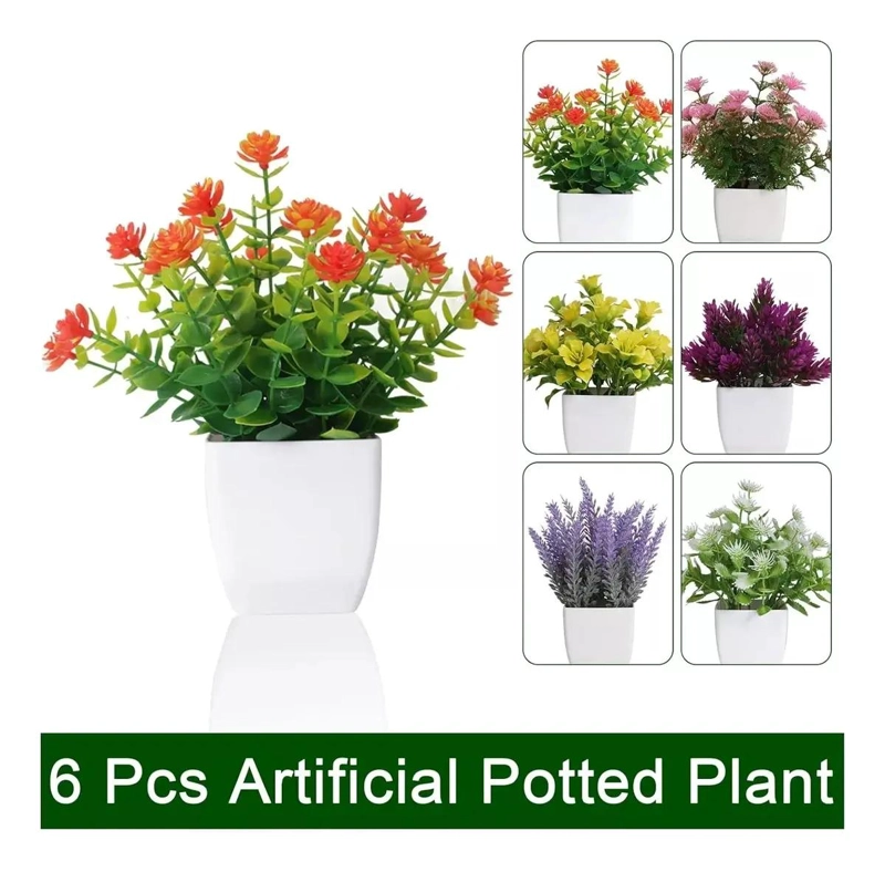 6 PIEZAS DE PLANTAS ARTIFICIALES EN MACETAS DECORATIVAS - 2