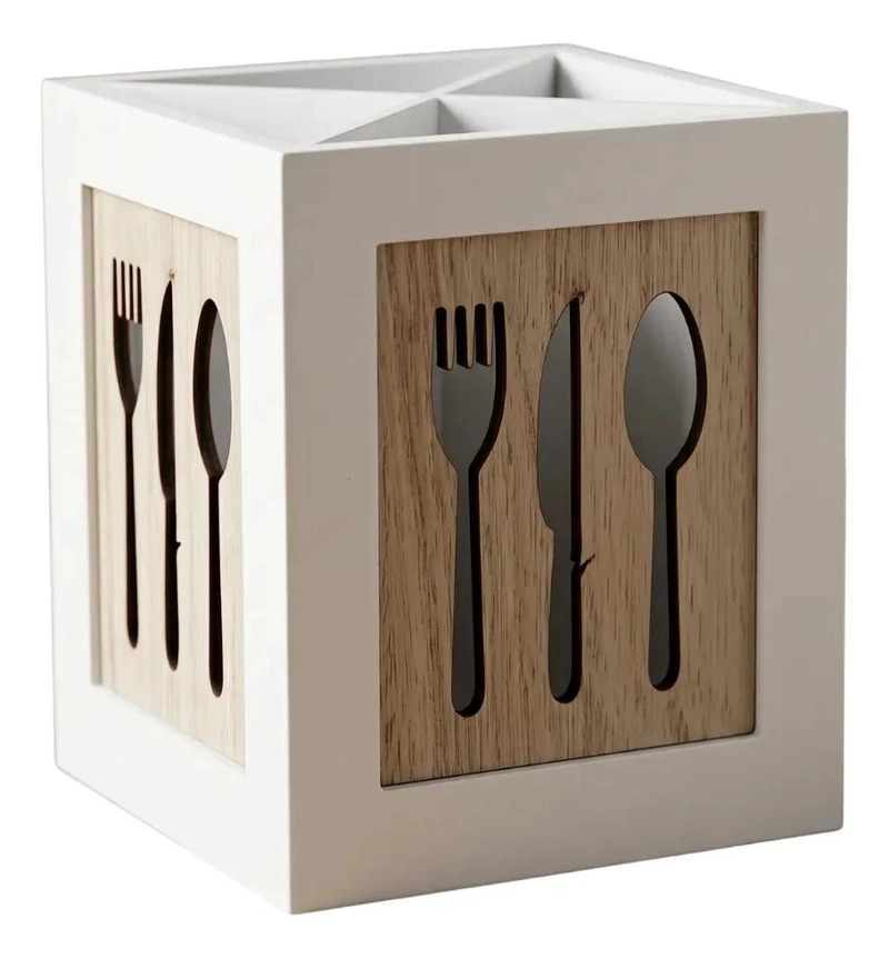 ORGANIZADOR DE CUBIERTOS Y UTENSILIOS DE COCINA BLANCO - 1