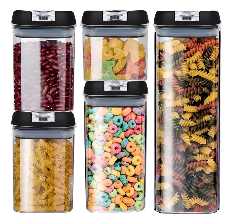 SET DE 5 CONTENEDORES HERME TICOS PARA ALIMENTOS DE PLASTICO - 1