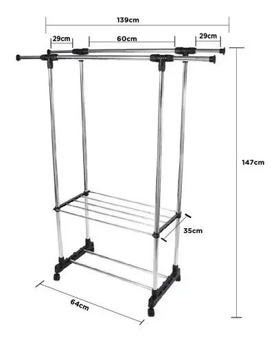 ZAPATERO AJUSTABLE DE ACERO INOXIDABLE CON DOBLE ESTANTE - 8
