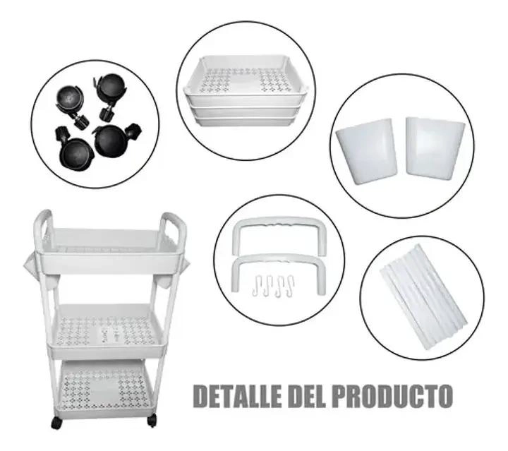CARRITO ORGANIZADOR RODANTE DE PLASTICO CON 3 NIVELES - 2