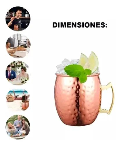 VASO DE COBRE MARTILLADO PARA BEBIDAS FRIAS ESTILO MOSCOW MULE - 3