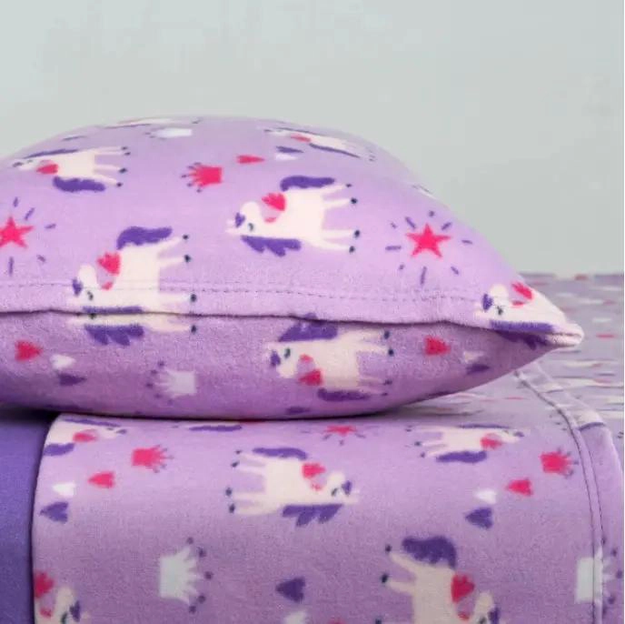 SABANAS POLAR 1.5 PLAZAS DISEÑO UNICORNIO VIOLETA - 2
