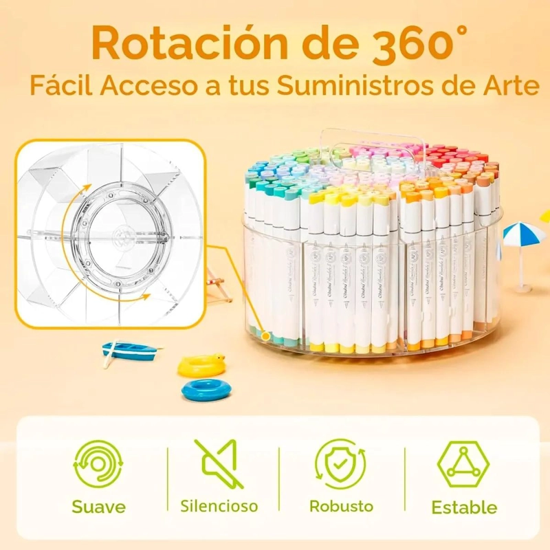 ORGANIZADOR ACRILICO GIRATORIO PARA 178 MARCADORES Y LAPICES - 2