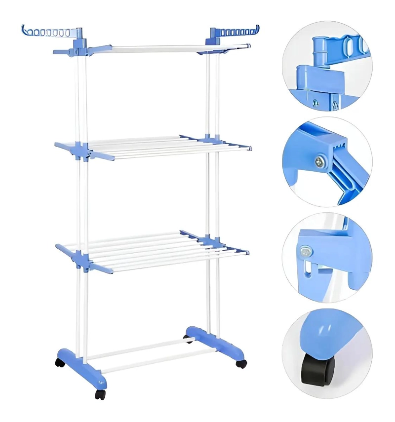 TENDEDERO COLGADOR PLEGABLE 3 NIVELES PARA ROPA - 3