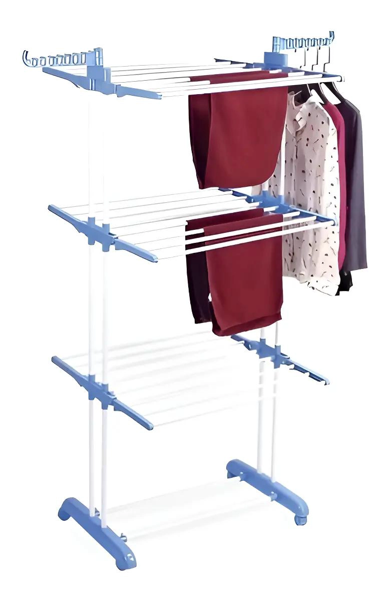 TENDEDERO COLGADOR PLEGABLE 3 NIVELES PARA ROPA - 5