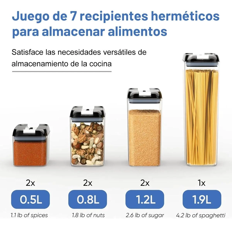 SET DE 7 CONTENEDORES ORGANIZADORES DE ALIMENTOS CON CIERRE HERME TICO - 4