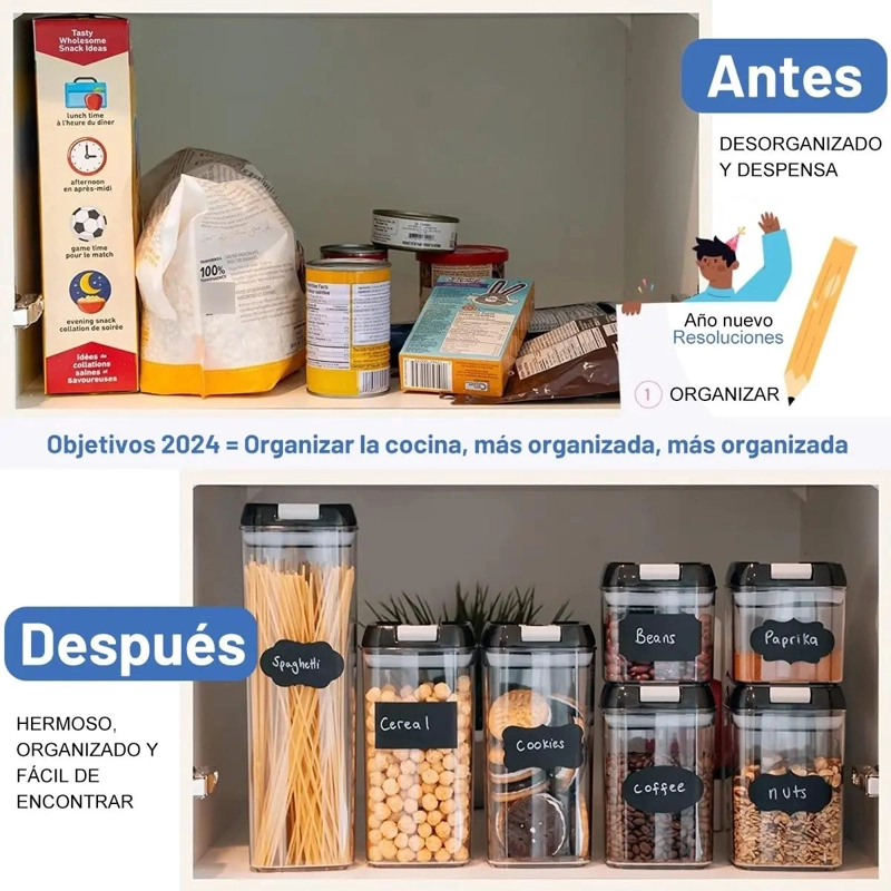 SET DE 7 CONTENEDORES ORGANIZADORES DE ALIMENTOS CON CIERRE HERME TICO - 9