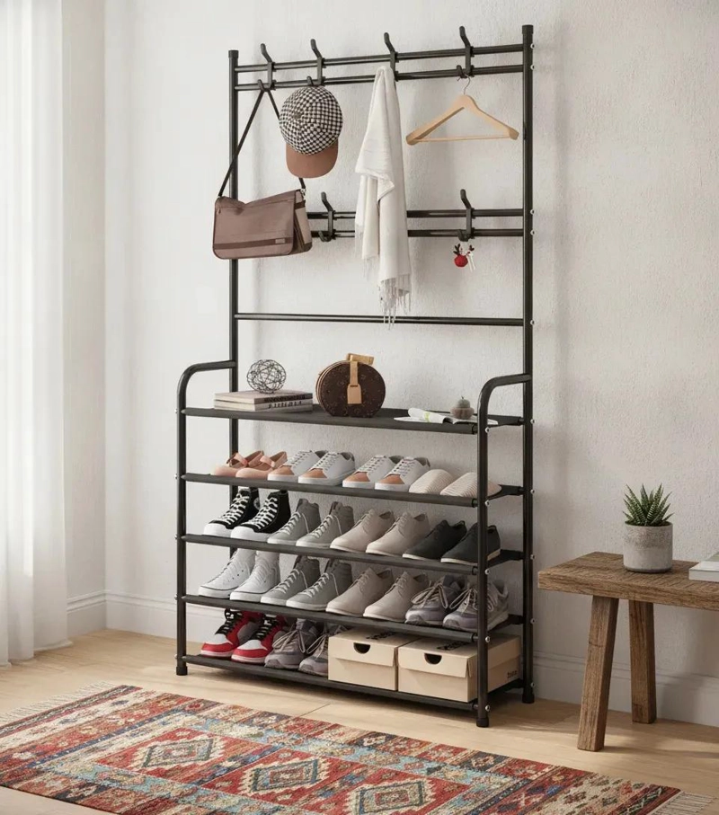 PERCHERO ORGANIZADOR 3 EN 1 CON ZAPATERA Y GANCHOS - 3