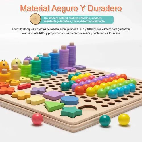 JUGUETE EDUCATIVO DE MADERA PARA APRENDER MATEMATICAS Y PESCA - 6