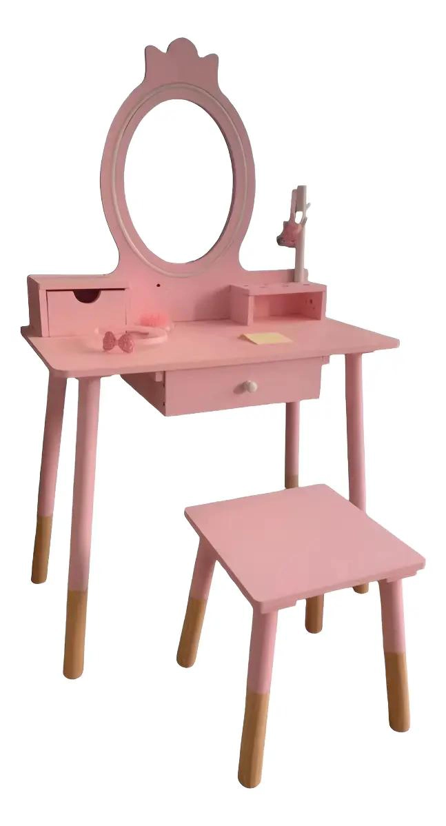 TOCADOR DE JUGUETE ROSA CON ESPEJO Y ACCESORIOS ILUMINADOS - 7