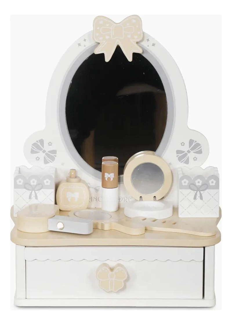 TOCADOR INFANTIL DE MADERA CON ESPEJO Y ACCESORIOS - 1