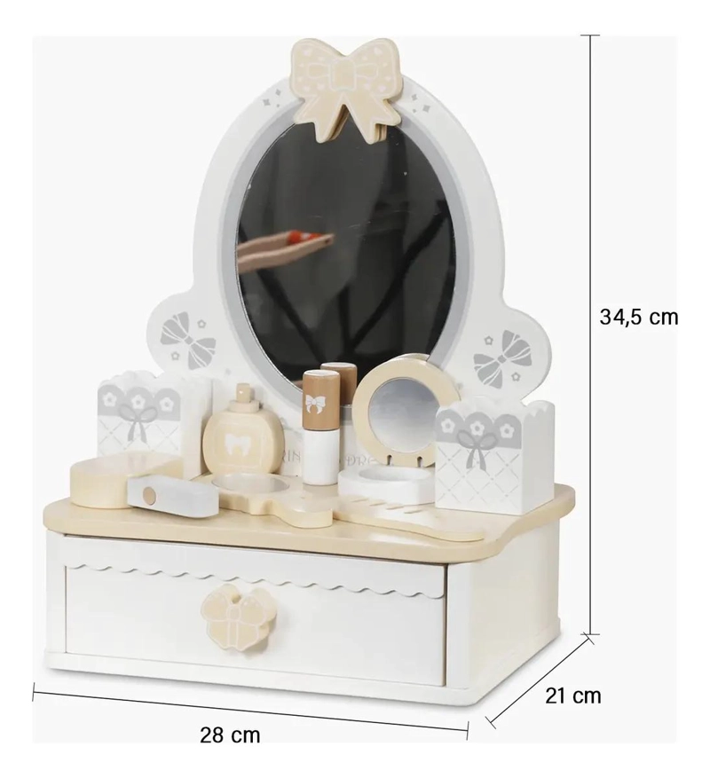 TOCADOR INFANTIL DE MADERA CON ESPEJO Y ACCESORIOS - 2