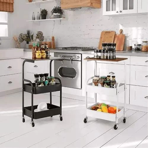 CARRO ORGANIZADOR DE 3 NIVELES CON RUEDAS Y TAPA DE MADERA - 7