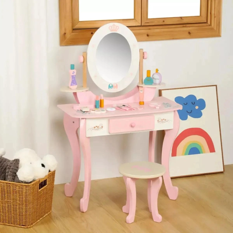 TOCADOR INFANTIL DE MADERA CON ESPEJO Y ACCESORIOS - 6