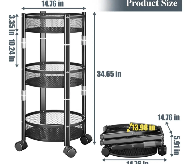 ESTANTE PLEGABLE ORGANIZADOR DE COCINA CON RUEDAS - 3