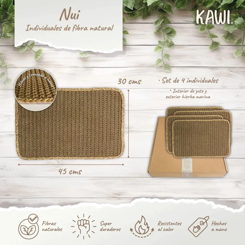 SET DE 4 INDIVIDUALES RECTANGULARES DE YUTE PARA MESA - 4