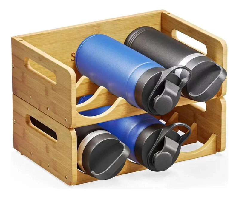 SET DE 2 ORGANIZADORES DE BOTELLAS DE BAMBU PARA COCINA - 1
