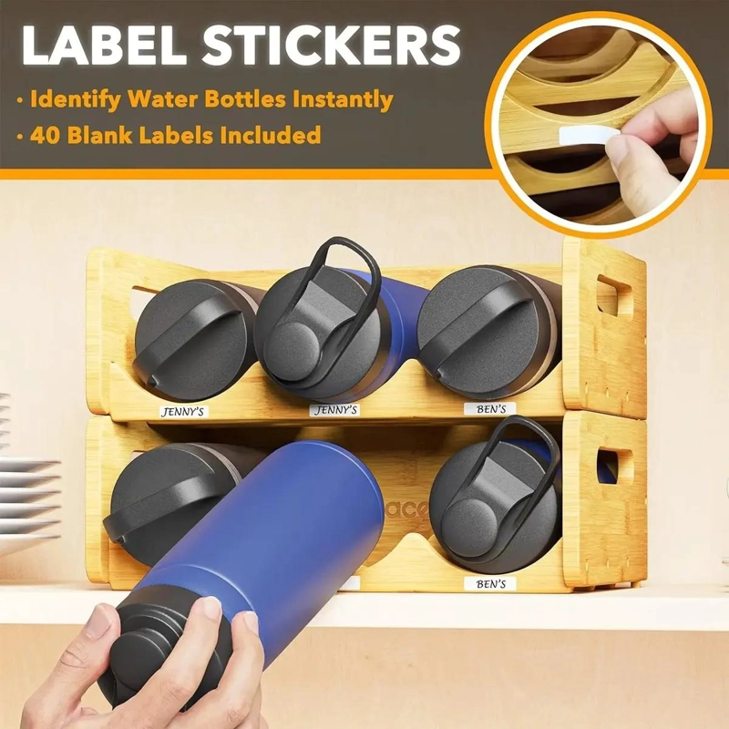 SET DE 2 ORGANIZADORES DE BOTELLAS DE BAMBU PARA COCINA - 2