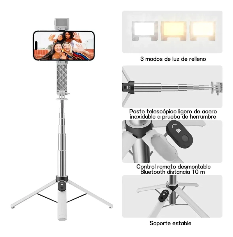 TRIPODE SELFIE INALAMBRICO CON LUZ Y CONTROL REMOTO - 2