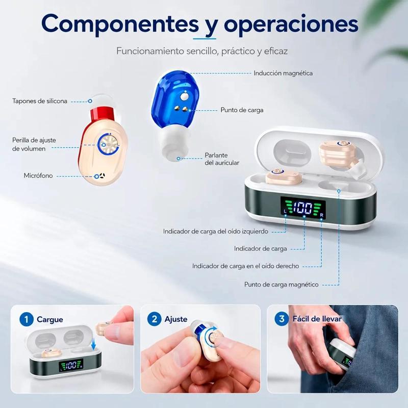 AUDIFONOS CIC RECARGABLES CON CANCELACION DE RUIDO - 7