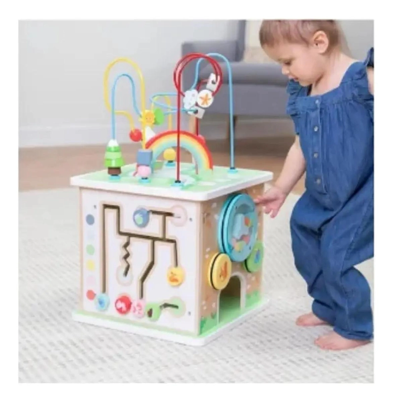 CUBO DIDACTICO DE MADERA CON LABERINTO Y ACTIVIDADES INTERACTIVAS - 3