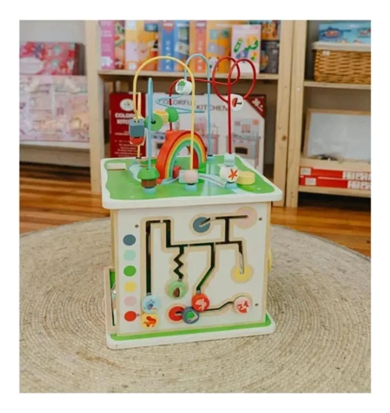 CUBO DIDACTICO DE MADERA CON LABERINTO Y ACTIVIDADES INTERACTIVAS - 4