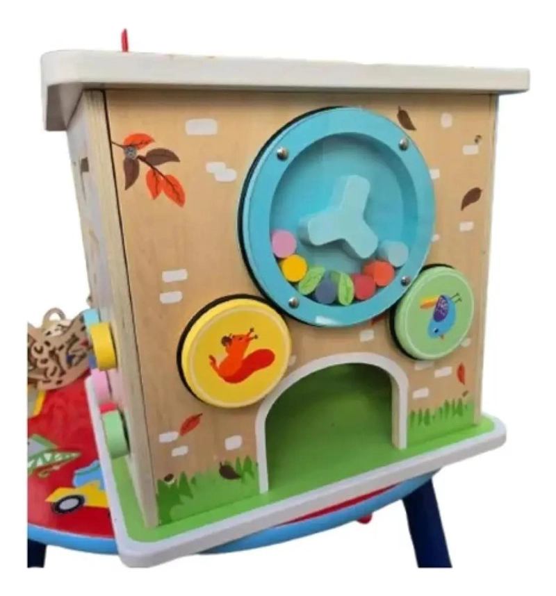 CUBO DIDACTICO DE MADERA CON LABERINTO Y ACTIVIDADES INTERACTIVAS - 5
