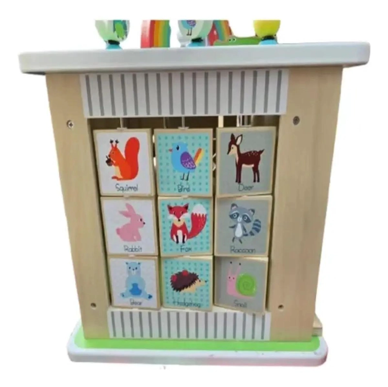 CUBO DIDACTICO DE MADERA CON LABERINTO Y ACTIVIDADES INTERACTIVAS - 7