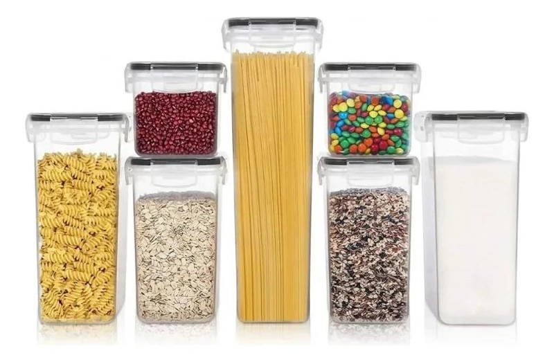 SET DE 7 RECIPIENTES HERME TICOS PARA ORGANIZAR COCINA - 1