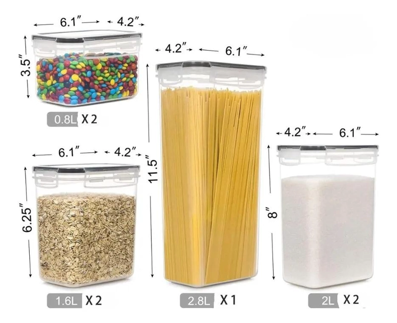 SET DE 7 RECIPIENTES HERME TICOS PARA ORGANIZAR COCINA - 2
