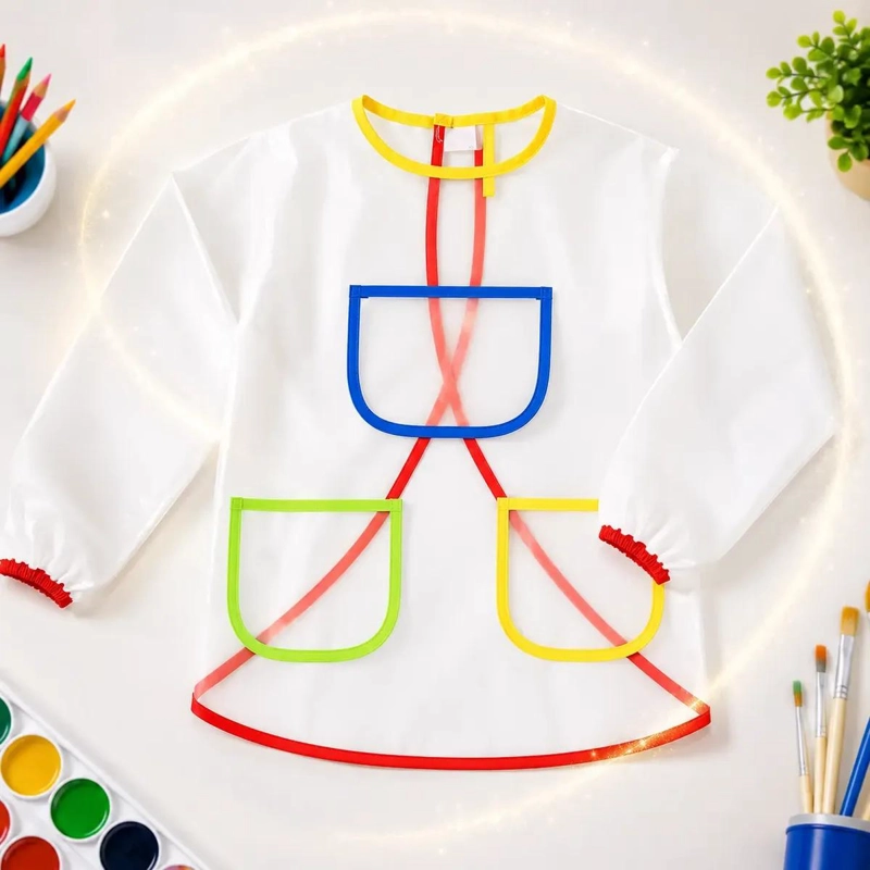 DELANTAL INFANTIL IMPERMEABLE CON MANGA LARGA PARA ACTIVIDADES CREATIVAS - 3