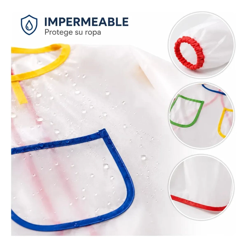 DELANTAL INFANTIL IMPERMEABLE CON MANGA LARGA PARA ACTIVIDADES CREATIVAS - 6