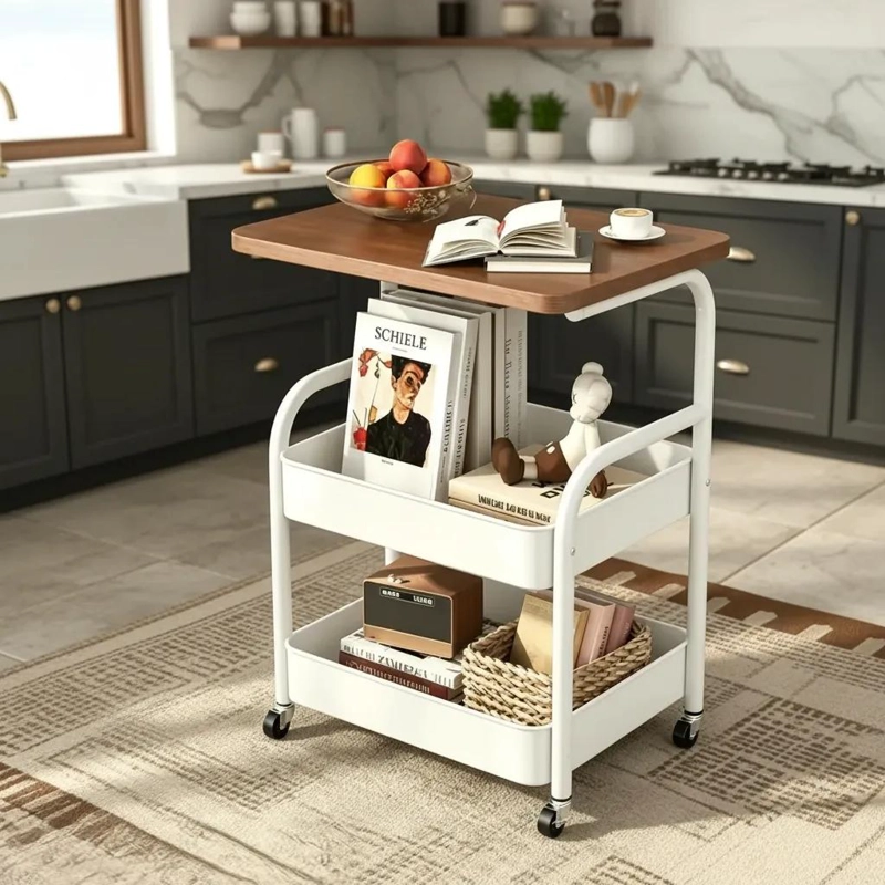 CARRITO ORGANIZADOR MULTIUSO DE 3 NIVELES CON MESA INTEGRADA - 1