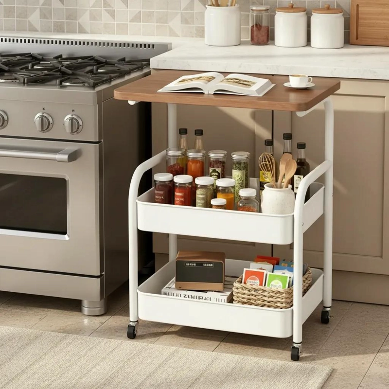 CARRITO ORGANIZADOR MULTIUSO DE 3 NIVELES CON MESA INTEGRADA - 2