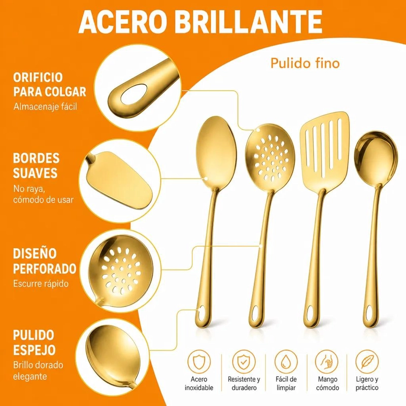 SET DE UTENSILIOS DE COCINA DE ACERO INOXIDABLE CON 11 PIEZAS - 5