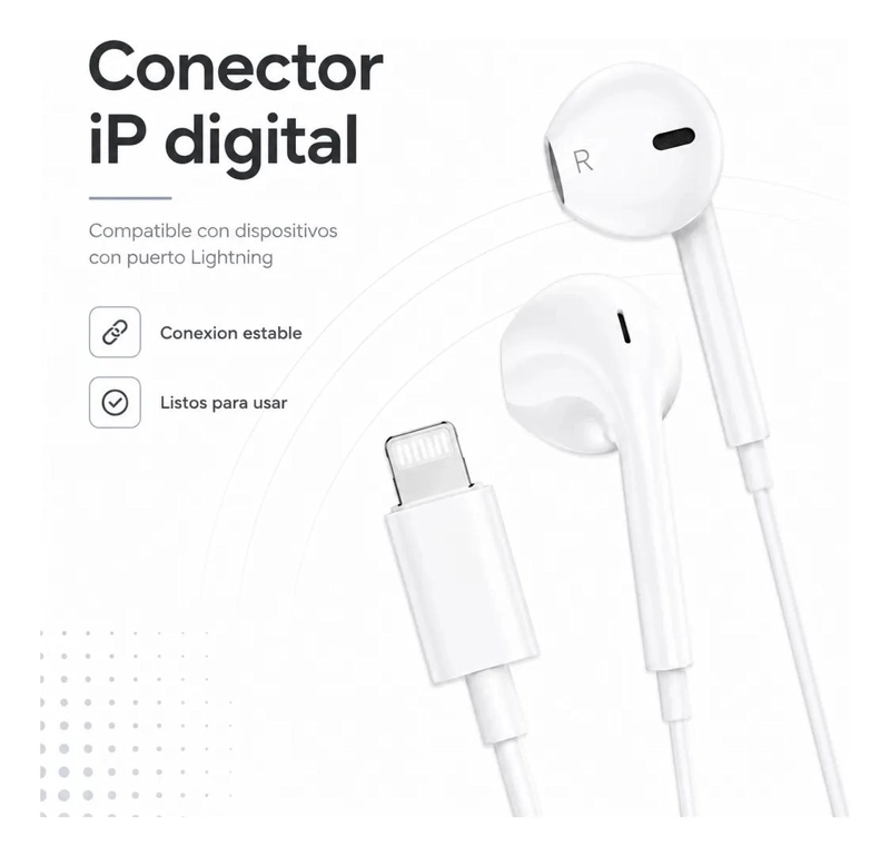 AUDIFONOS ALAMBRICOS CON CONECTOR LIGHTNING Y MICROFONO - 1