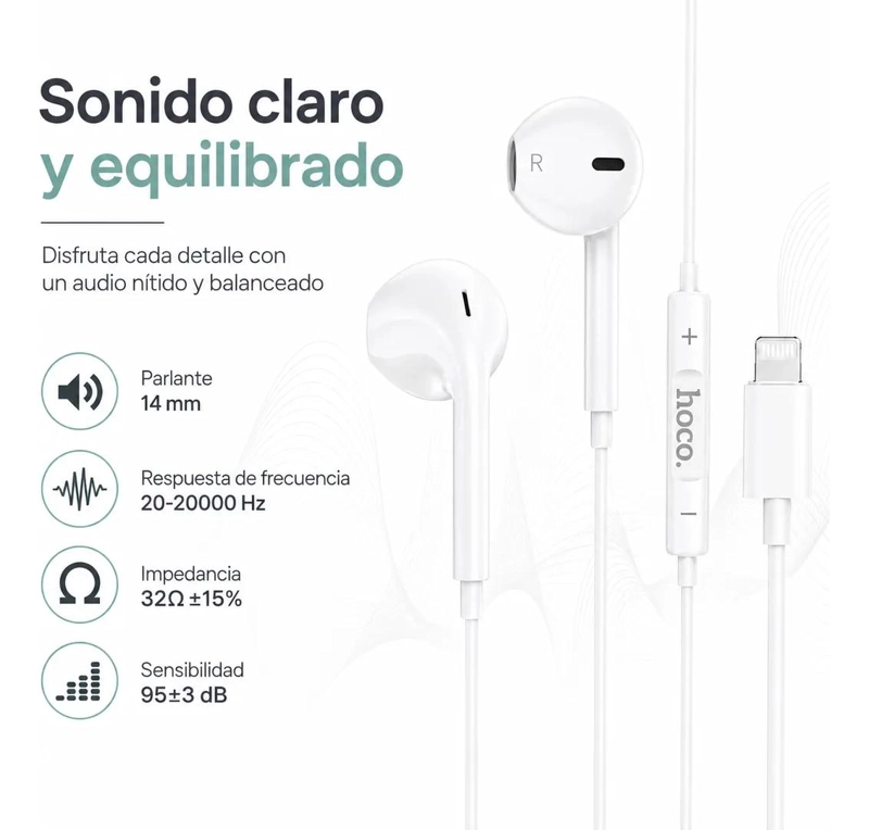 AUDIFONOS ALAMBRICOS CON CONECTOR LIGHTNING Y MICROFONO - 3