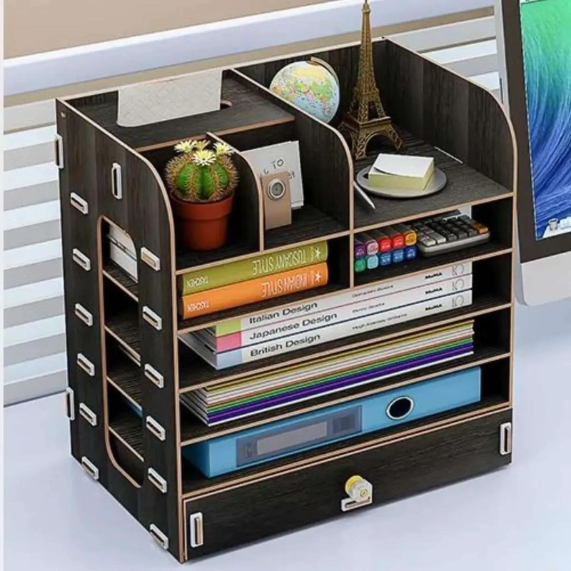 ORGANIZADOR DE ESCRITORIO DE MADERA ECOLOGICA MULTIUSO - 4