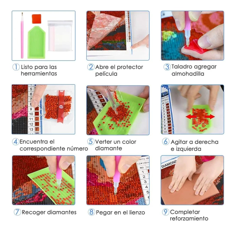 KIT DE PINTURA DE DIAMANTES 5D GATO 30X40CM PARA DECORACION - 6