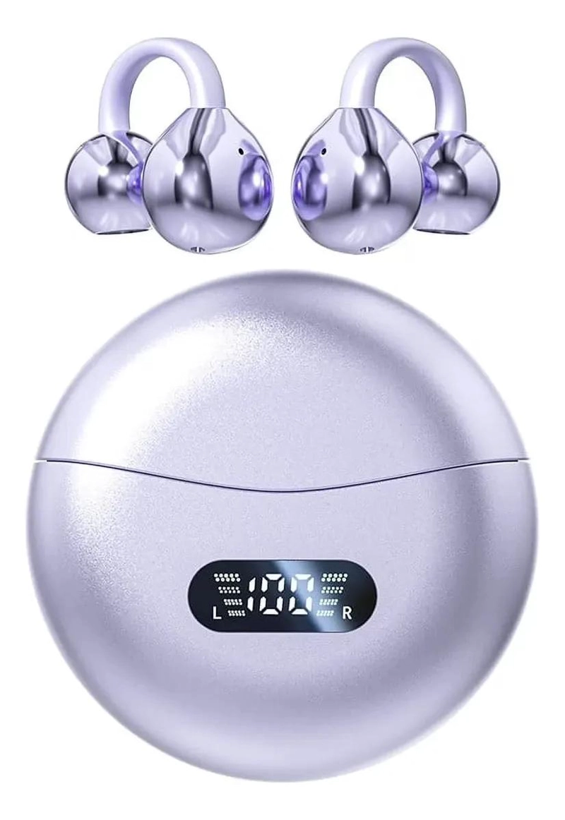AUDIFONOS BLUETOOTH INALAMBRICOS MORADOS CON ESTUCHE LED - 2