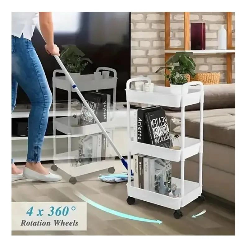 CARRITO ORGANIZADOR RODANTE DE PLASTICO CON 3 NIVELES - 6