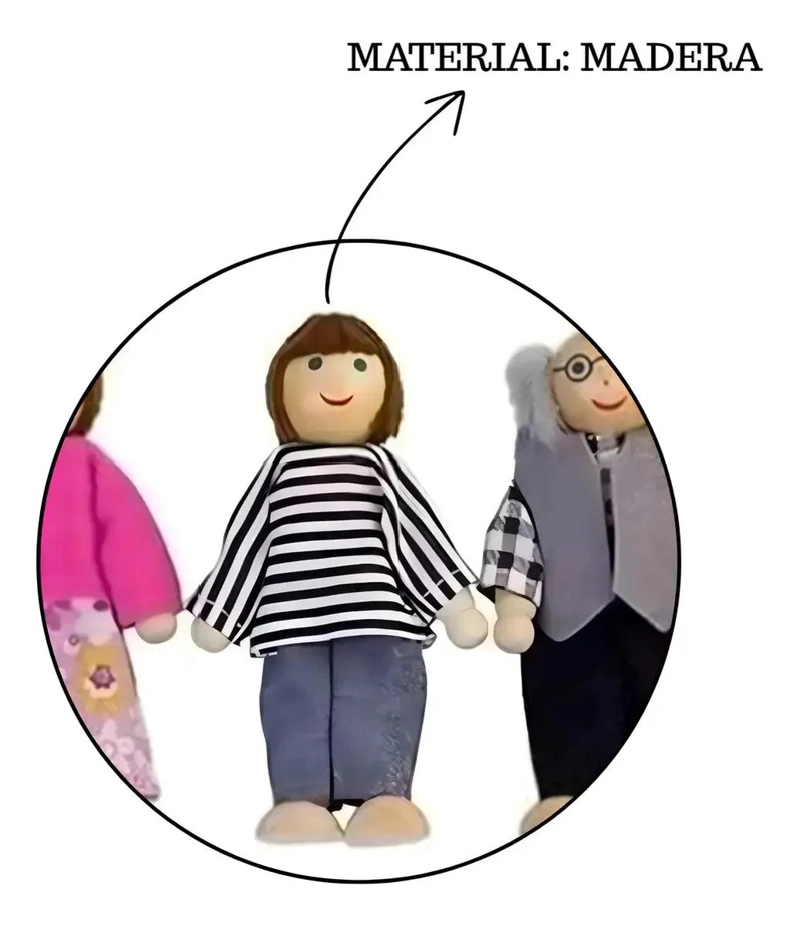 SET MINI FAMILIA DE MADERA PARA JUGAR Y APRENDER - 3