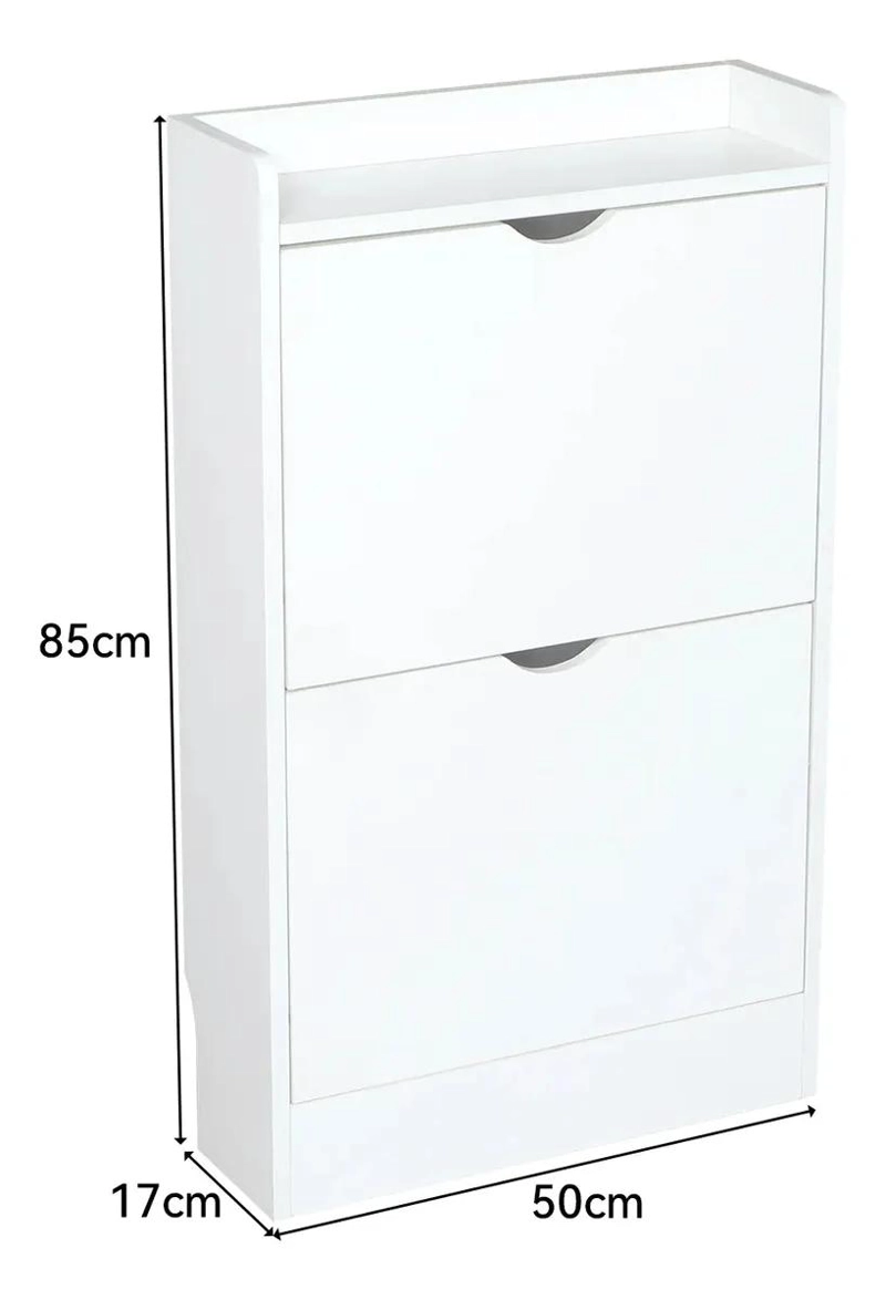 ZAPATERO ORGANIZADOR BLANCO 2 PUERTAS ABATIBLES 50X17X85 CM - 2