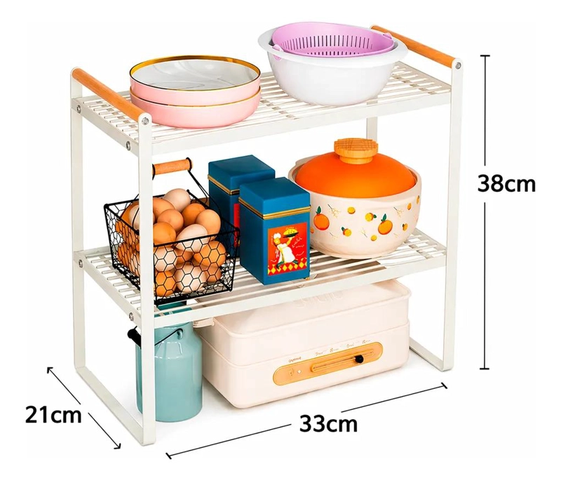 ESTANTE ORGANIZADOR DE ACERO Y MADERA PARA COCINA Y BAÑO - 2
